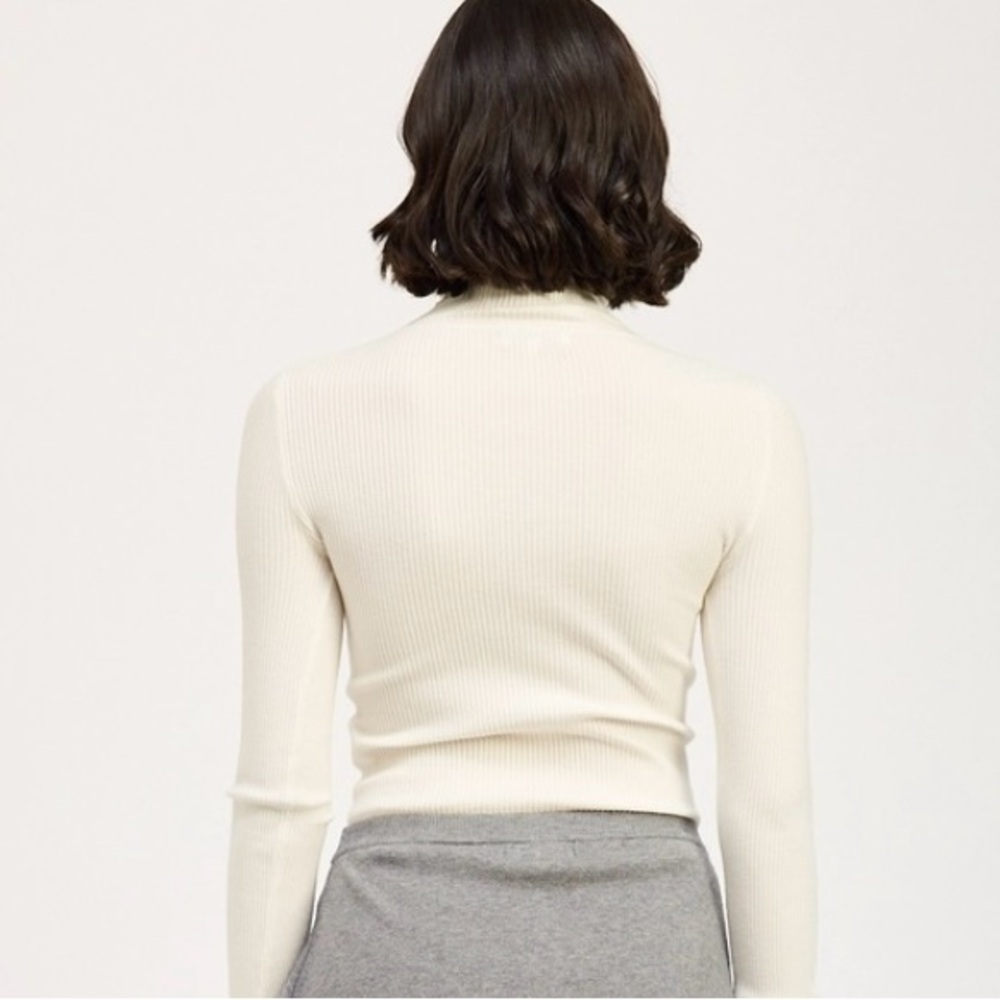 Ivory Turtleneck Ribbed Sweater - Picture 3 of 3